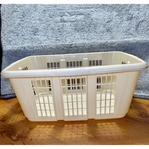 Vintage Rubbermaid Almond Laundry Basket Model 2854 USA Made Neutral Minimalist